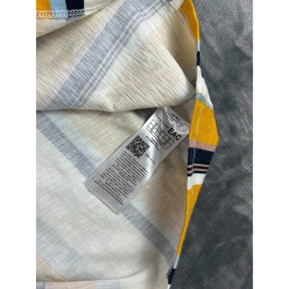 Vintage GUESS Originals Striped T-Shirt‎ Mens Small Yellow Blue White Spell out - Picture 4 of 8